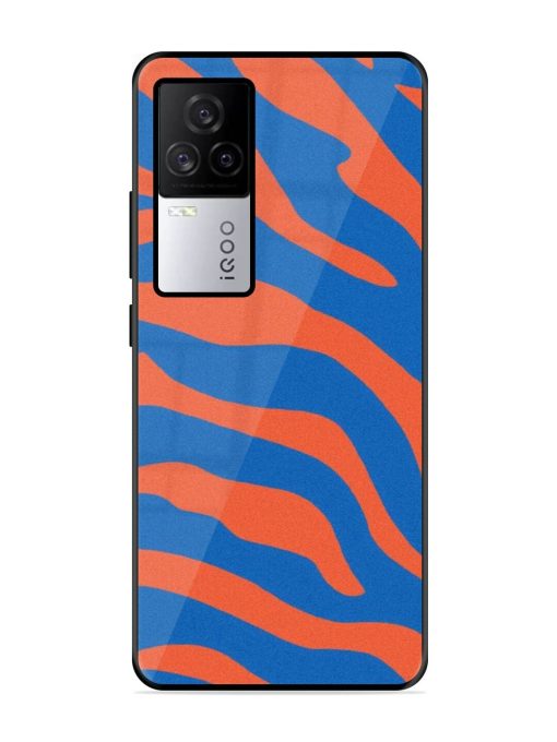 Zebra Stripes In Blue And Orange Glossy Soft Edge Case for Iqoo 7 Legend (5G) Chachhi