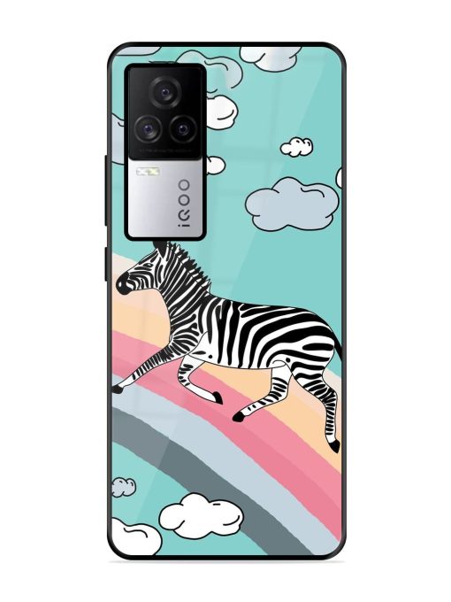 Zebra On A Rainbow Glossy Soft Edge Case for Iqoo 7 Legend (5G) Chachhi