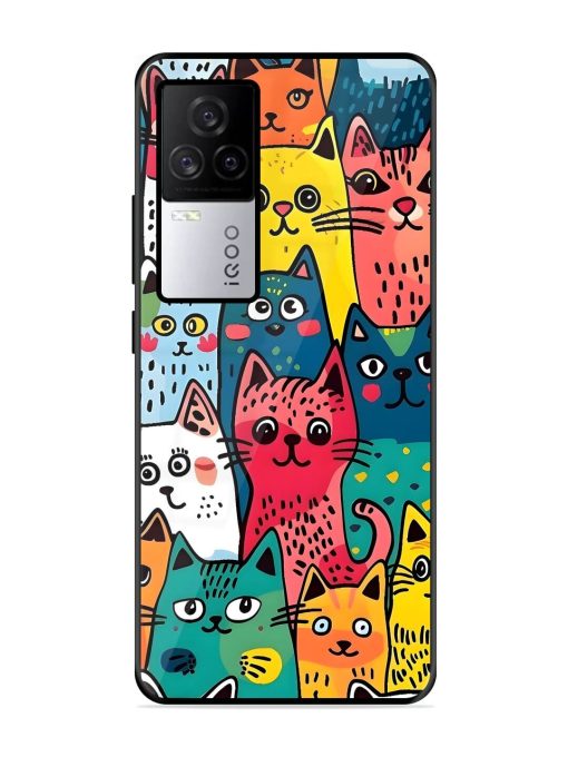 Feline Frenzy Glossy Soft Edge Case for Iqoo 7 Legend (5G) Chachhi