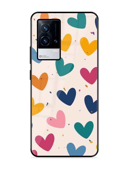 Rainbow Hearts Glossy Soft Edge Case for Iqoo 8 Chachhi