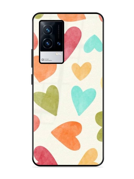 Watercolor Hearts Glossy Soft Edge Case for Iqoo 8 Chachhi