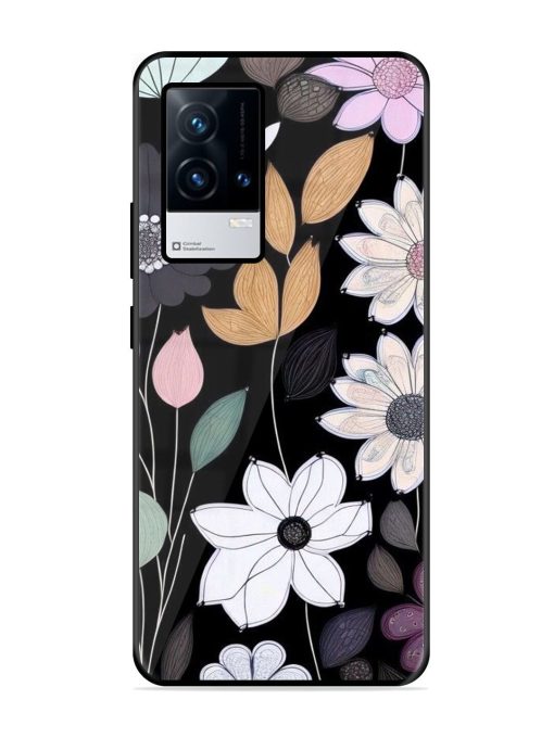 Whimsical Blooms On Black Glossy Soft Edge Case for Iqoo 8 Chachhi