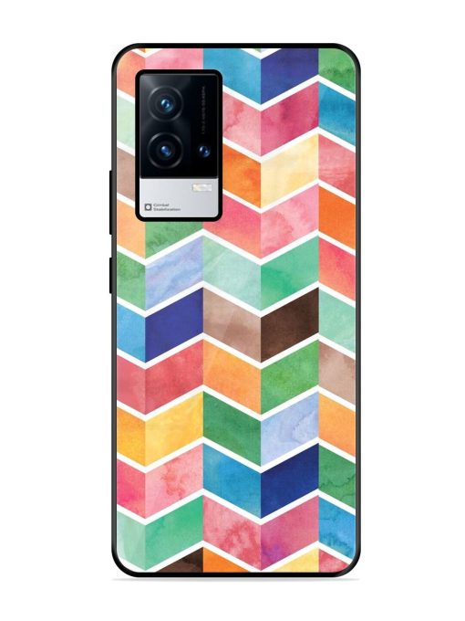 Watercolor Chevron Whimsy Glossy Soft Edge Case for Iqoo 8 Chachhi