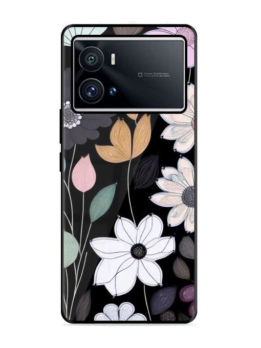 Whimsical Blooms On Black Glossy Soft Edge Case for Iqoo 9 Pro Chachhi