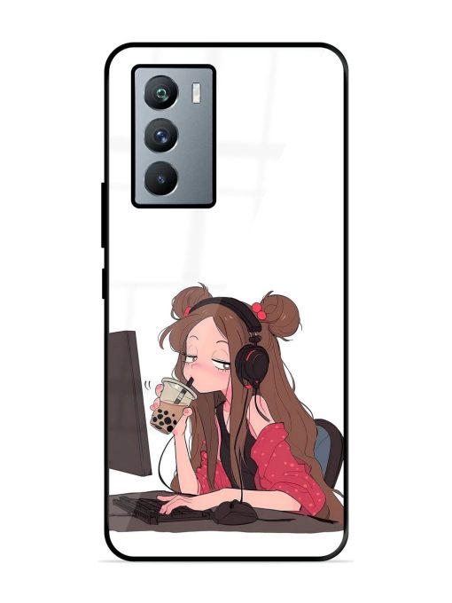 Girl Playing On Pc Glossy Soft Edge Case for Iqoo 9 Se (5G) Chachhi