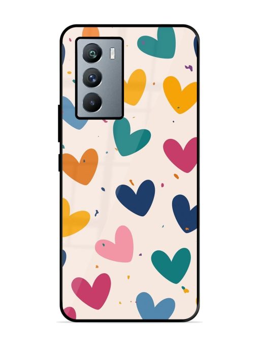 Rainbow Hearts Glossy Soft Edge Case for Iqoo 9 Se (5G) Chachhi