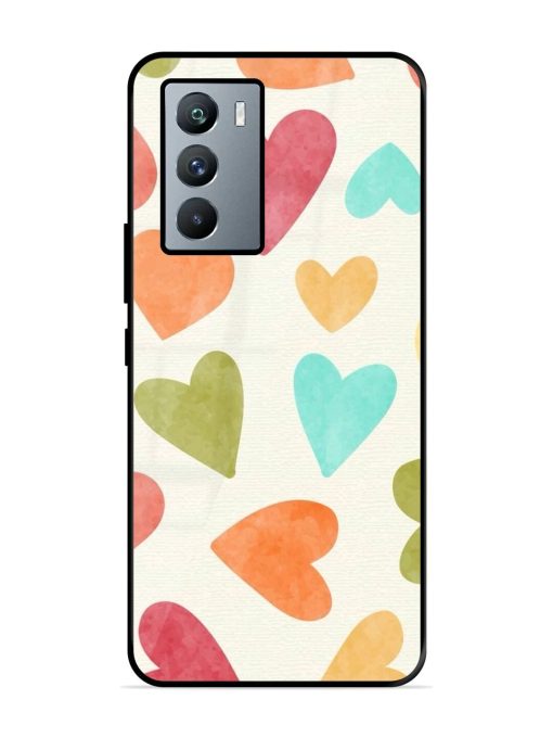 Watercolor Hearts Glossy Soft Edge Case for Iqoo 9 Se (5G) Chachhi