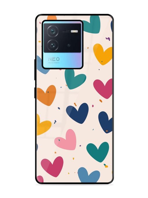 Rainbow Hearts Glossy Soft Edge Case for Iqoo Neo 6 (5G) Chachhi