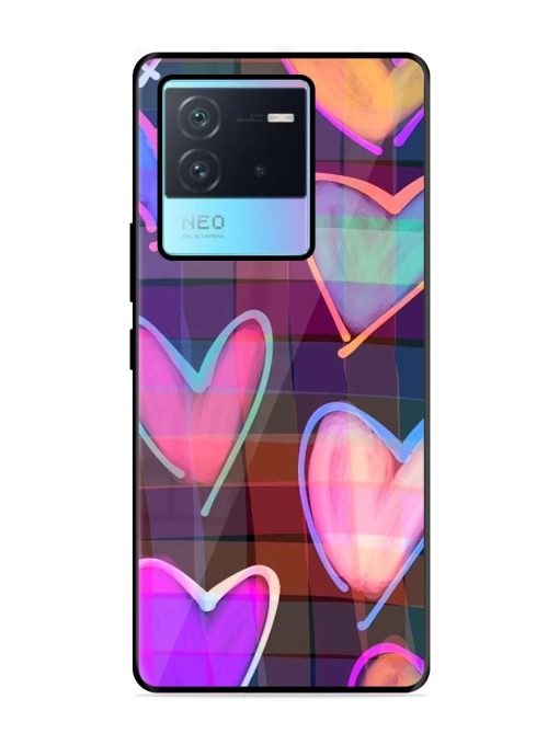 Neon Hearts Glossy Soft Edge Case for Iqoo Neo 6 (5G) Chachhi