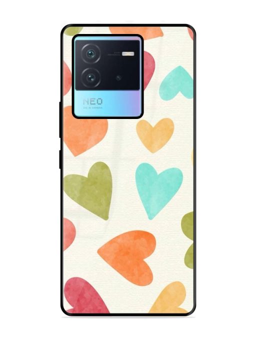 Watercolor Hearts Glossy Soft Edge Case for Iqoo Neo 6 (5G) Chachhi