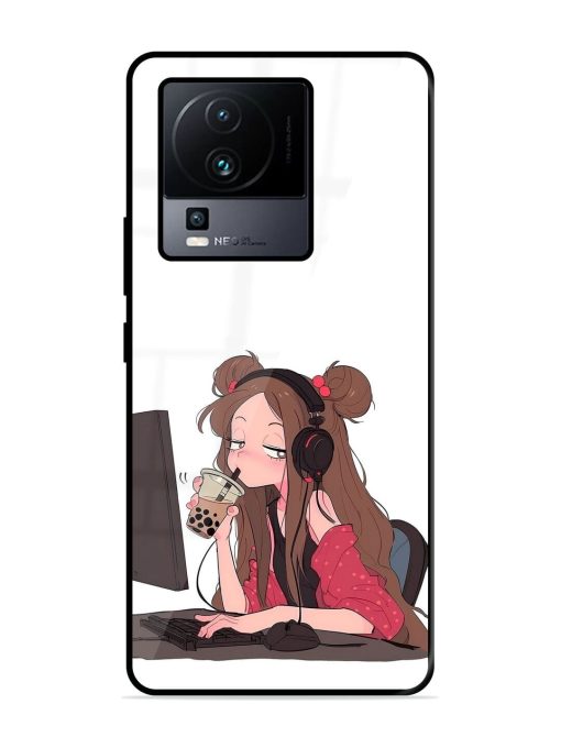 Girl Playing On Pc Glossy Soft Edge Case for Iqoo Neo 7 (5G) Chachhi