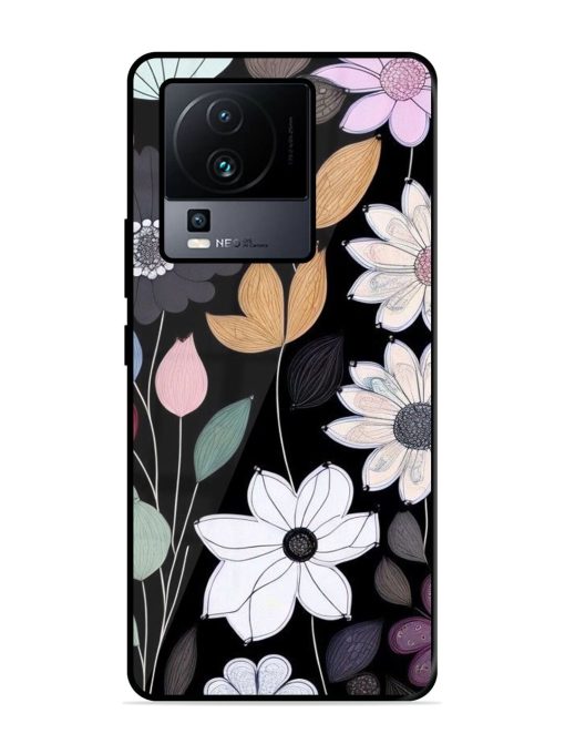 Whimsical Blooms On Black Glossy Soft Edge Case for Iqoo Neo 7 (5G) Chachhi