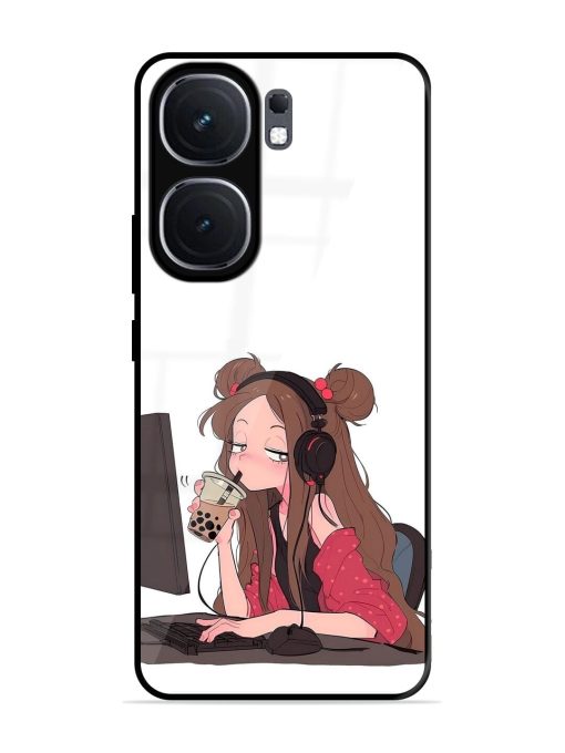 Girl Playing On Pc Glossy Soft Edge Case for Iqoo Neo 9 Pro (5G) Chachhi