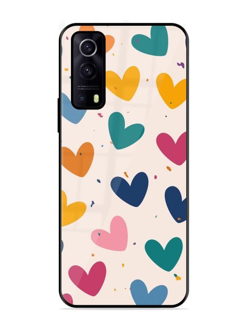 Rainbow Hearts Glossy Soft Edge Case for Iqoo Z3 (5G) Chachhi