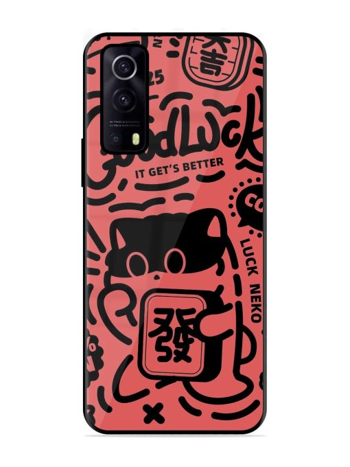 Lucky Cat Doodle Glossy Soft Edge Case for Iqoo Z3 (5G) Chachhi