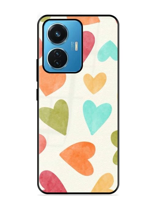 Watercolor Hearts Glossy Soft Edge Case for Iqoo Z6 (44W) Chachhi