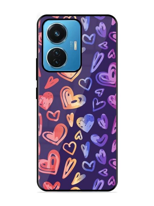 Rainbow Hearts Glossy Soft Edge Case for Iqoo Z6 (44W) Chachhi