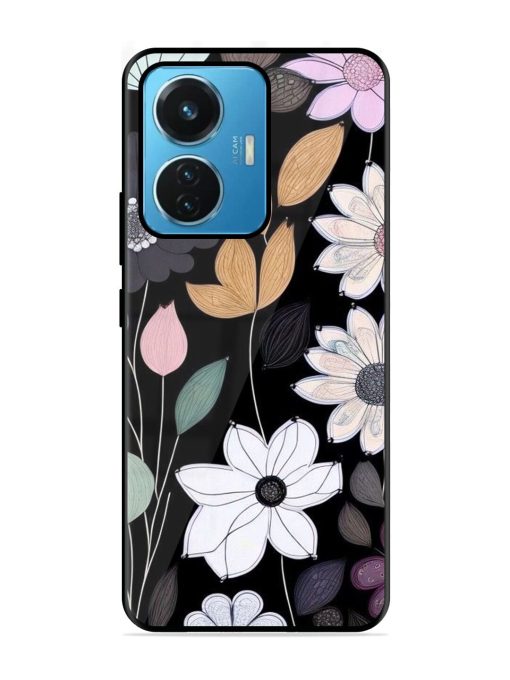 Whimsical Blooms On Black Glossy Soft Edge Case for Iqoo Z6 (44W) Chachhi