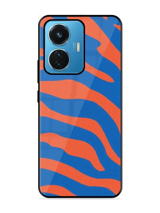 Zebra Stripes In Blue And Orange Glossy Soft Edge Case for Iqoo Z6 (44W) Chachhi