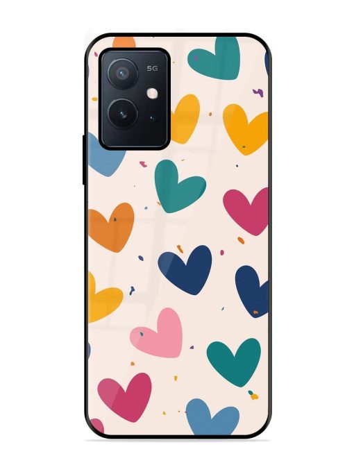 Rainbow Hearts Glossy Soft Edge Case for Iqoo Z6 (5G) Chachhi