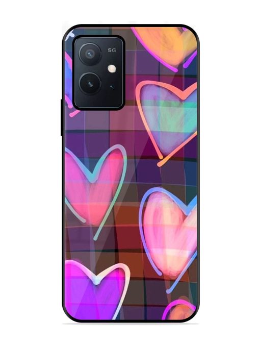 Neon Hearts Glossy Soft Edge Case for Iqoo Z6 (5G) Chachhi