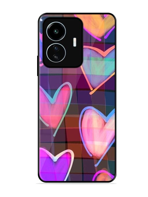 Neon Hearts Glossy Soft Edge Case for Iqoo Z6 Lite