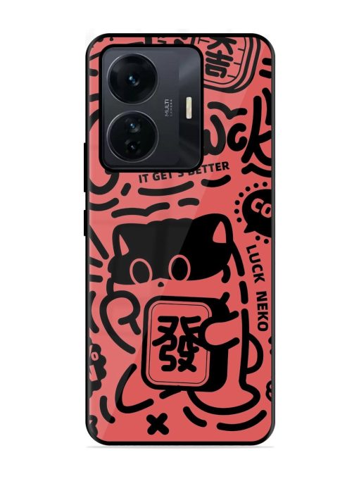 Lucky Cat Doodle Glossy Soft Edge Case for Iqoo Z6 Pro Chachhi