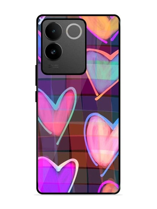 Neon Hearts Glossy Soft Edge Case for Iqoo Z7 Pro (5G) Chachhi