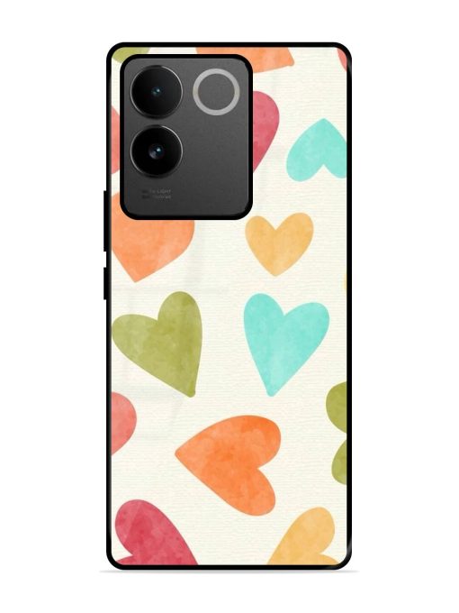 Watercolor Hearts Glossy Soft Edge Case for Iqoo Z7 Pro (5G) Chachhi