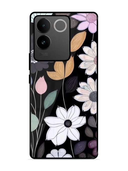 Whimsical Blooms On Black Glossy Soft Edge Case for Iqoo Z7 Pro (5G)