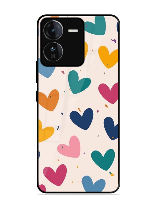 Rainbow Hearts Glossy Soft Edge Case for Iqoo Z9 (5G) Chachhi