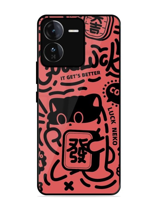 Lucky Cat Doodle Glossy Soft Edge Case for Iqoo Z9 (5G) Chachhi