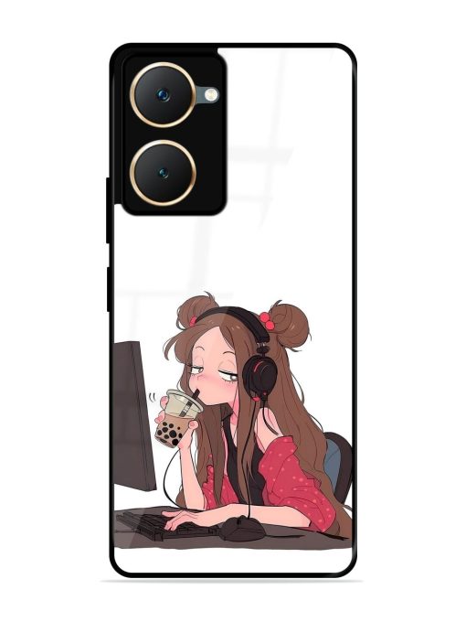 Girl Playing On Pc Glossy Soft Edge Case for Iqoo Z9 Lite (5G) Chachhi