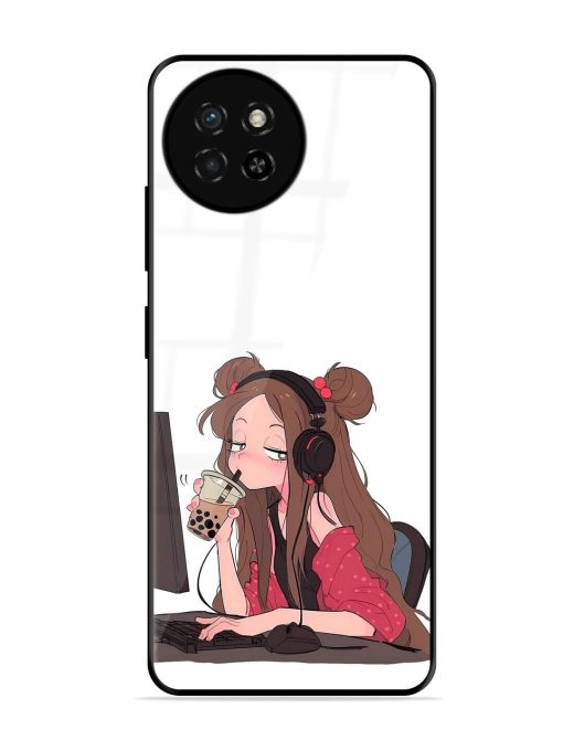 Girl Playing On Pc Glossy Soft Edge Case for Itel S23 Chachhi