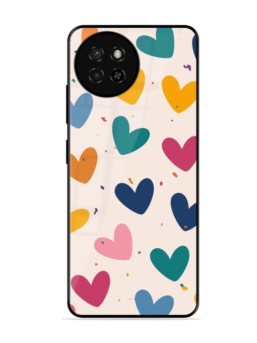 Rainbow Hearts Glossy Soft Edge Case for Itel S23 Chachhi