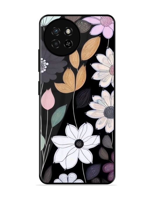 Whimsical Blooms On Black Glossy Soft Edge Case for Itel S23 Chachhi