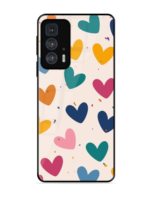 Rainbow Hearts Glossy Soft Edge Case for Motorola Edge 20 Pro