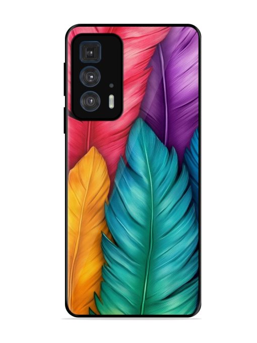 Rainbow Feathers Glossy Soft Edge Case for Motorola Edge 20 Pro