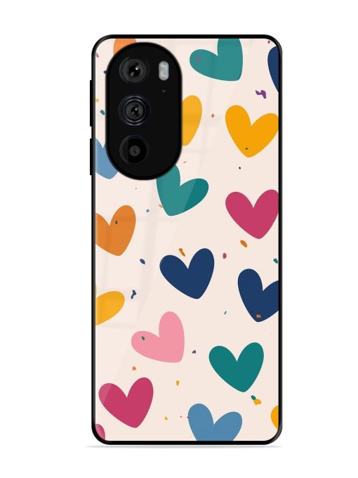 Rainbow Hearts Glossy Soft Edge Case for Motorola Edge 30 Pro Chachhi