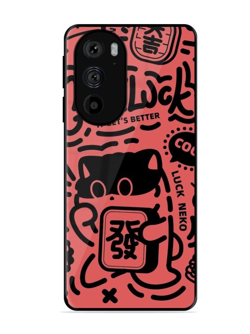 Lucky Cat Doodle Glossy Soft Edge Case for Motorola Edge 30 Pro