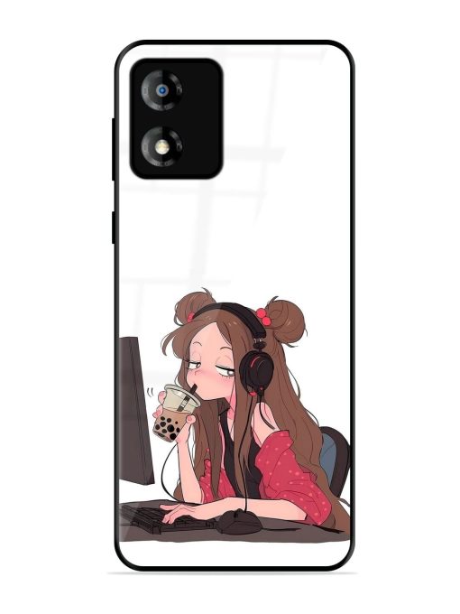 Girl Playing On Pc Glossy Soft Edge Case for Motorola Moto E13