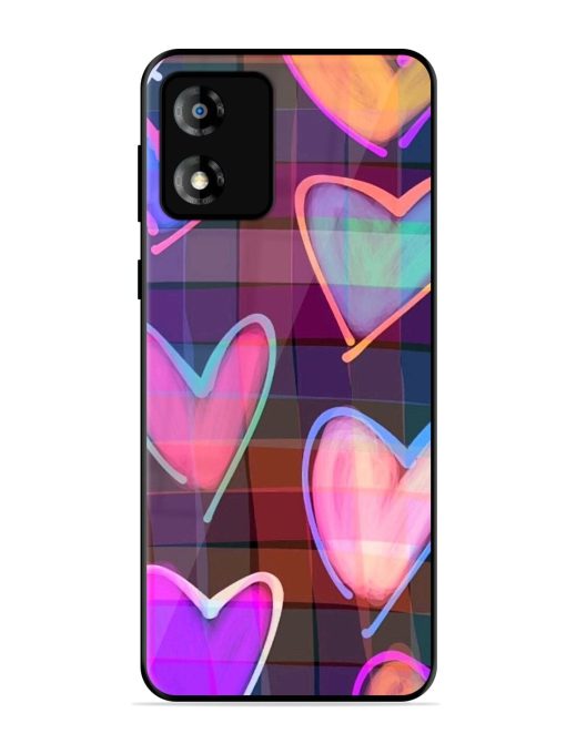 Neon Hearts Glossy Soft Edge Case for Motorola Moto E13 Chachhi