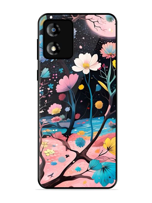 Cosmic Bloom Glossy Soft Edge Case for Motorola Moto E13 Chachhi