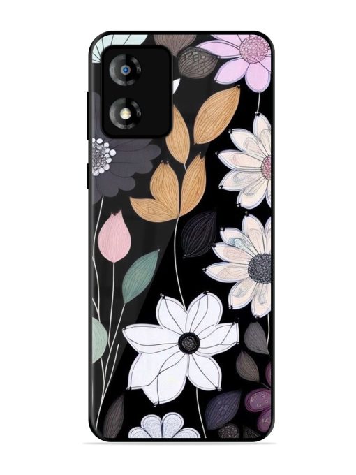 Whimsical Blooms On Black Glossy Soft Edge Case for Motorola Moto E13 Chachhi