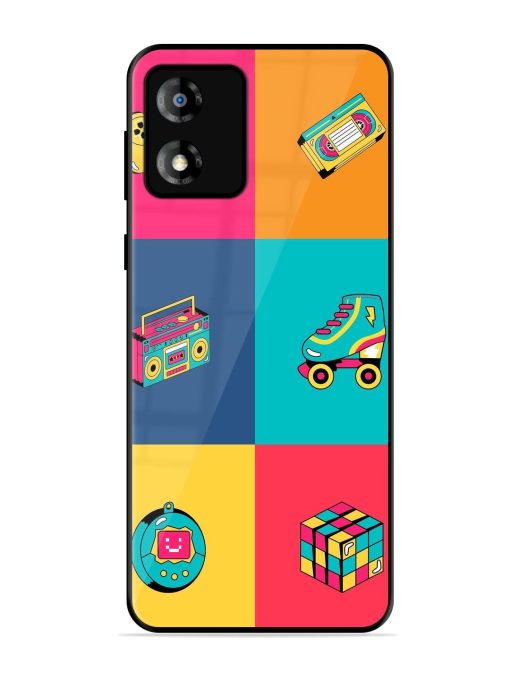 90S Throwback Grid Glossy Soft Edge Case for Motorola Moto E13 Chachhi