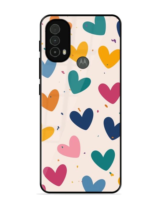 Rainbow Hearts Glossy Soft Edge Case for Motorola Moto E40 Chachhi