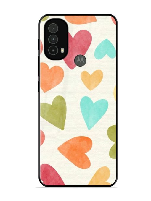 Watercolor Hearts Glossy Soft Edge Case for Motorola Moto E40 Chachhi