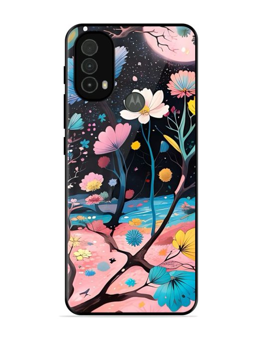 Cosmic Bloom Glossy Soft Edge Case for Motorola Moto E40 Chachhi