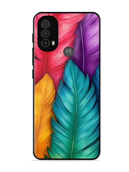 Rainbow Feathers Glossy Soft Edge Case for Motorola Moto E40 Chachhi