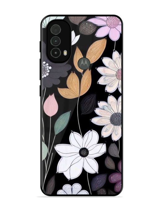 Whimsical Blooms On Black Glossy Soft Edge Case for Motorola Moto E40